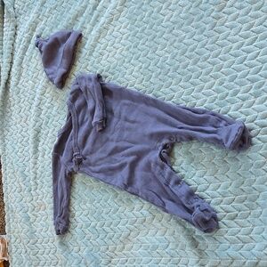Organic Blue Ribbed Gender Neutral 2-Piece Set